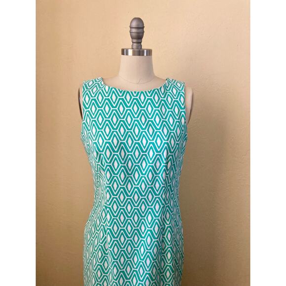 Mario Serrani Women's Sheath Dress Size 4 Green White Made In Italy - Picture 4 of 8